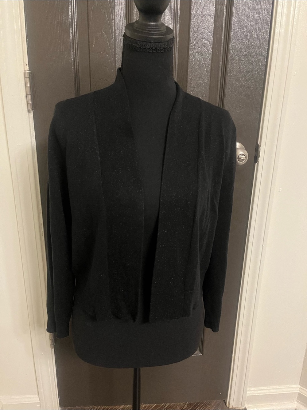 Calvin Klein Black Open-Front Women’s Sweater Cardigan with Subtle Shimmer